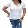 Bobi Shoulder Seam V Neck Tee Shirt In White In White