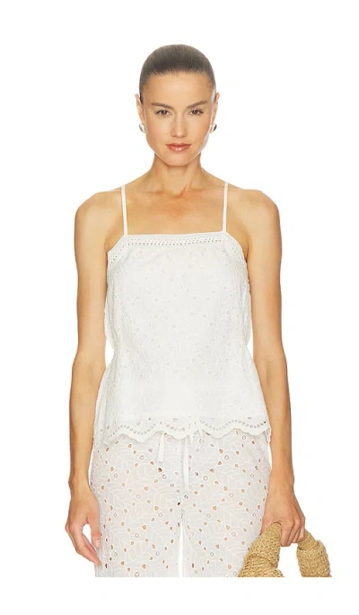 Bobi Side Smocked Lace Cami Top In White