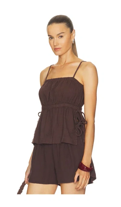 Bobi Side Tie Cami Top In Brown