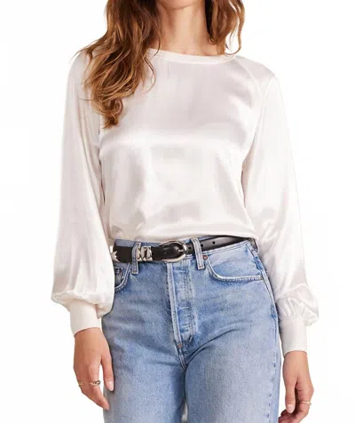 Bobi Silky Date Night Long Sleeve Top In Pearl In White