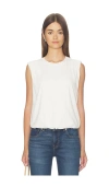 Bobi Sleveless Bubble Hem Tee In White