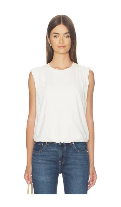 Bobi Sleveless Bubble Hem Tee In Pearl