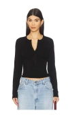 Bobi Slim Placket Tee In Black