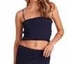 Bobi Smocked Cami Top In Navy In Blue