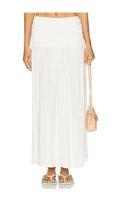Bobi Smocked Skirt In White