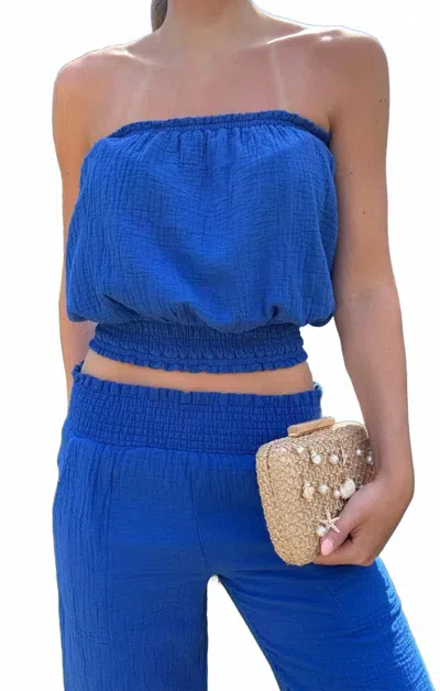 Bobi Smocked Tube Top In Cobalt In Blue