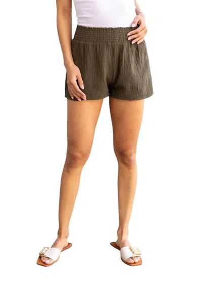 Bobi Smocked Waist Shorts In Troops In Multi