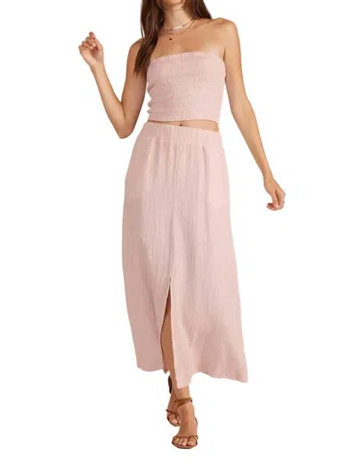 Bobi Split Front Maxi Skirt In Angel Wing In Pink