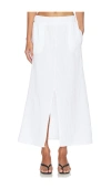 Bobi Split Front Maxi Skirt In White