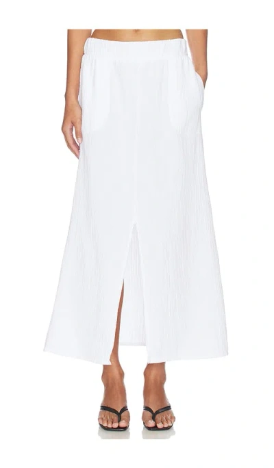 Bobi Split Front Maxi Skirt In White