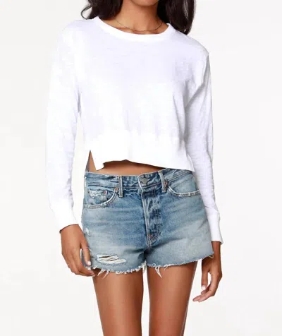 Bobi Split Hem Long Sleeve In White