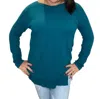 Bobi Split Hem Long Sleeve Tee In Mystic In Blue