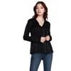 Bobi Split Neck Peasant Blouse In Black In Black