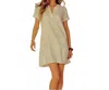 Bobi Split Neck Ruffle Hem Dress In White In Multi