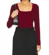 Bobi Square Neck Long Sleeve Top In Pinot In Red