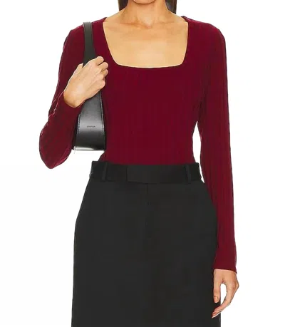Bobi Square Neck Long Sleeve Top In Pinot In Red