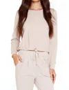 Bobi Sustainable Drawstring Hem Top In Sandy In Beige