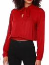Bobi Tie Neck Blouse In Red In Red