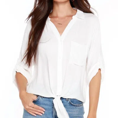 Bobi Tied Button Up Top In White