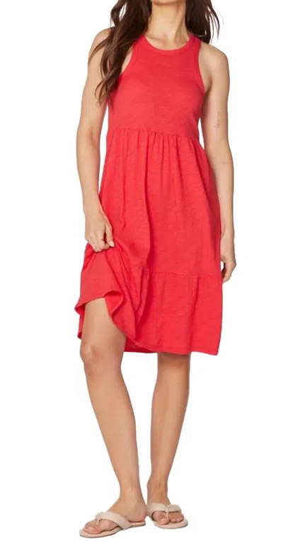 Bobi Tiered A-line Tank Dress In Barn Red
