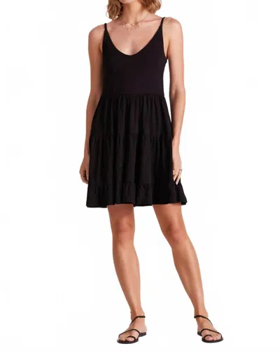 Bobi Tiered Tank Dress In Black