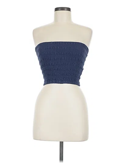 Pre-owned Bobi Tube Top Blue Strapless Neckline Tops