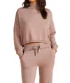 Bobi Turtleneck Drop Shoulder Mixed Top In Mushroom In Grey
