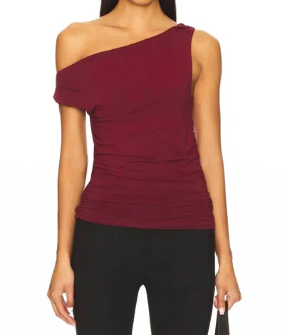 Bobi Twist Off The Shoulder Top In Dark Port In Multi