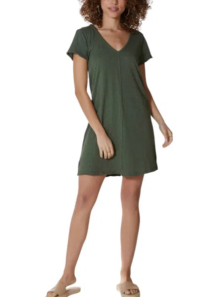 Bobi V-neck Dress In Basil Green In Multi