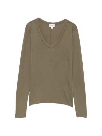 Bobi V-neck Long-sleeved T-shirt In Gray