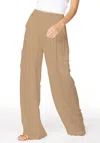 Bobi Wide Leg Cargo Pants In Tan In Neutral