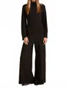 Bobi Wide Leg Draped Jersey Pant In Black In Black