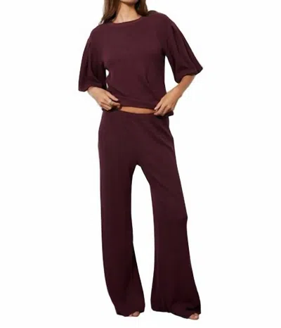 Bobi Wide Leg Drawstring Pant In Burgundy