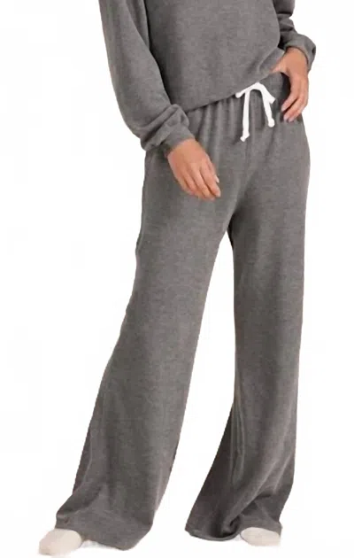 Bobi Wide Leg Drawstring Pant In Dk Grey In Pink