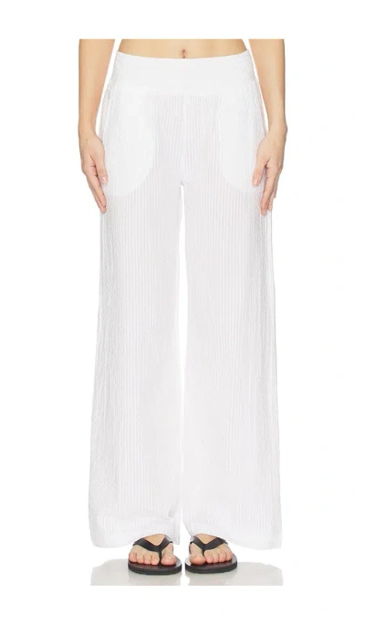 Bobi Wide Leg Pant Smocked In White