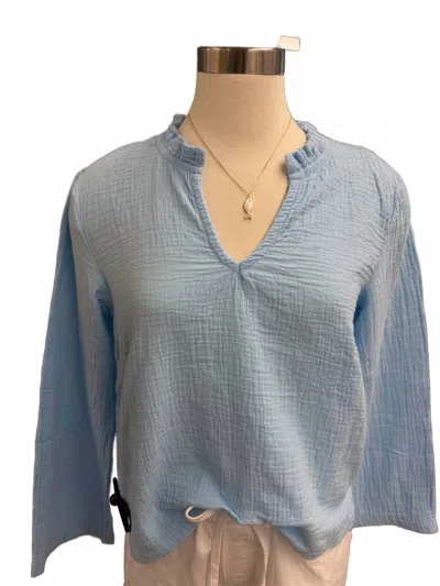 Bobi Women's Bell Sleeve Shell Top In Lake In Blue