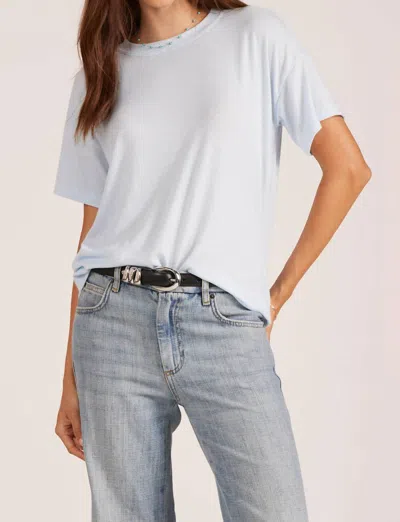 Bobi Women's Boyfriend Tee In Cool Blue In White