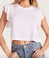 Bobi Women's Flutter Top In Cream In White