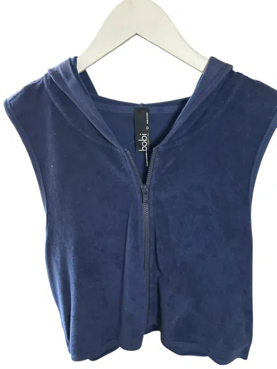 Bobi Women's French Terry Crop Hoodie In Navy In Blue