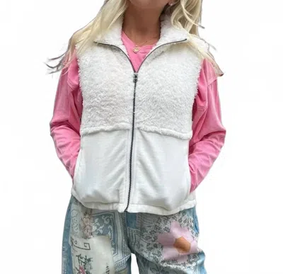 Bobi Women's Mixed Zip Up Vest In Soft White