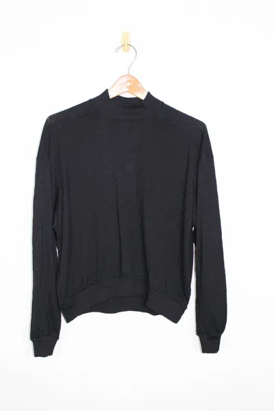 Bobi Women's Rib Mix Turtle Neck Top In Black