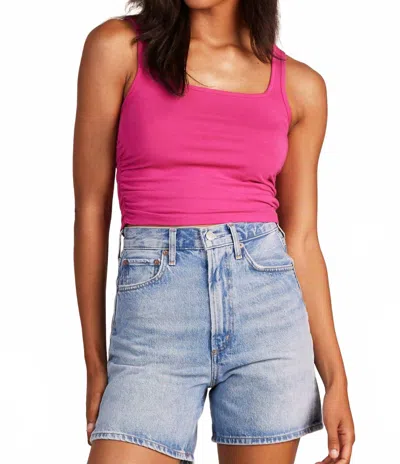 Bobi Women's Shirred Side Top In Pink