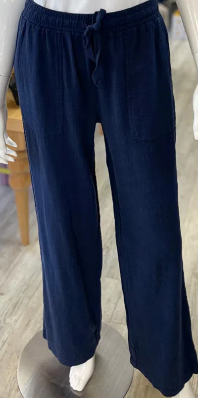 Bobi Women's Wide Leg Tie Waist Pant In Seaside In Blue