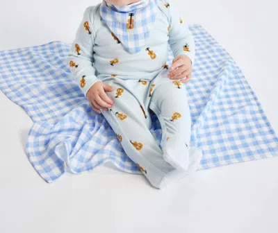 Bobo Choses Kids' Acoustic Guitar Three Piece Sleep Set In Blue Gingham In Green