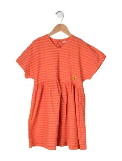 Pre-owned Bobo Choses Kids' All Over Print Short Sleeve Dress In Orange