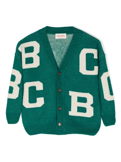 Bobo Choses Kids' B. C All Over Jacquard Cardigan In Green