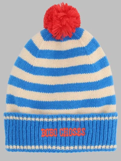 Bobo Choses B226ai040k_451 Striped Knit Beanie In Blue