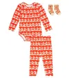 Bobo Choses Baby Bodysuit, Leggings, And Socks Set In Red