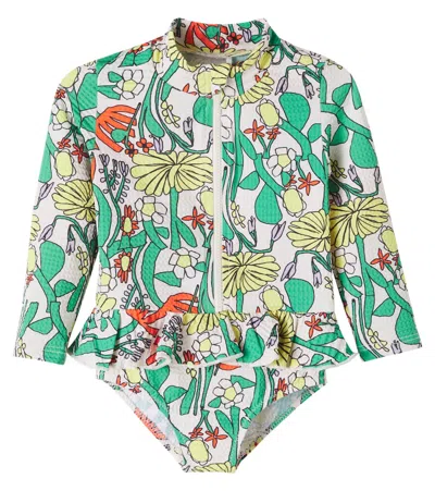 Bobo Choses Baby Color Herbalist Ruffled Swimsuit In Multi