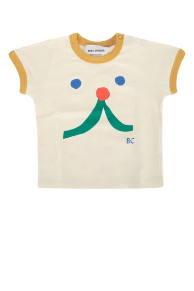 Bobo Choses Baby Funny Face T-shirt In Neutral